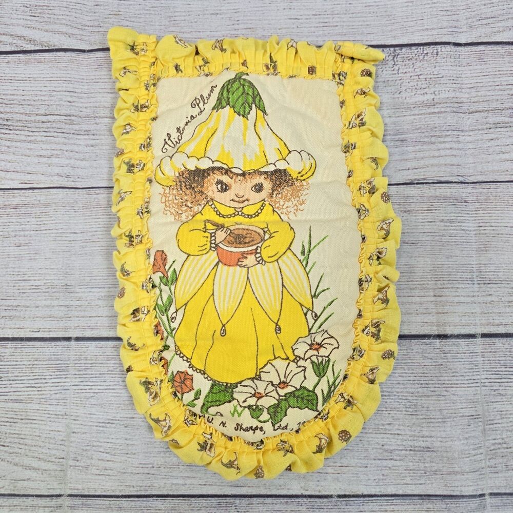 Vintage 1981 Oven Mitt Victoria Plum Sharpe Ltd Pot Holder Yellow Fairy Elf